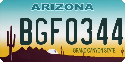 AZ license plate BGF0344