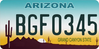 AZ license plate BGF0345