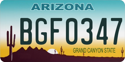 AZ license plate BGF0347
