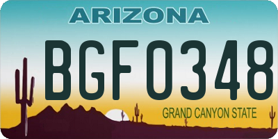AZ license plate BGF0348