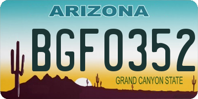 AZ license plate BGF0352