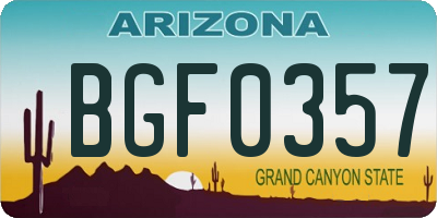 AZ license plate BGF0357