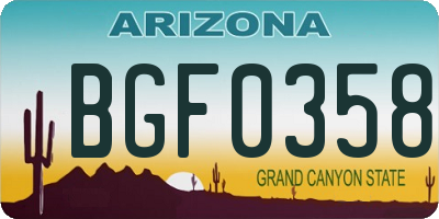 AZ license plate BGF0358