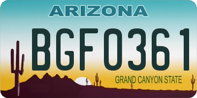 AZ license plate BGF0361