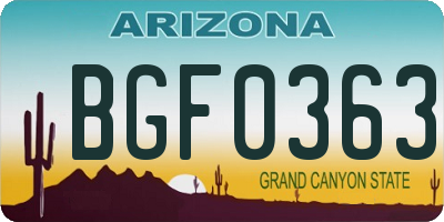 AZ license plate BGF0363