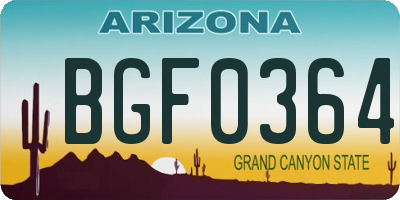 AZ license plate BGF0364
