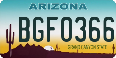 AZ license plate BGF0366