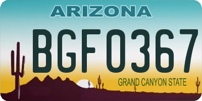 AZ license plate BGF0367
