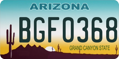 AZ license plate BGF0368