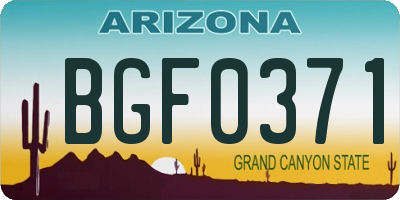 AZ license plate BGF0371