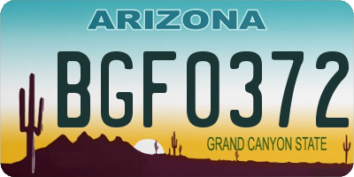 AZ license plate BGF0372