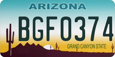 AZ license plate BGF0374