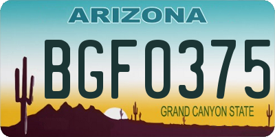 AZ license plate BGF0375