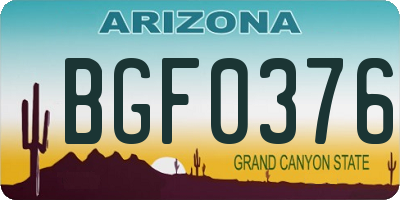 AZ license plate BGF0376