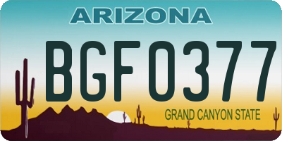 AZ license plate BGF0377