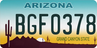 AZ license plate BGF0378
