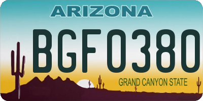 AZ license plate BGF0380