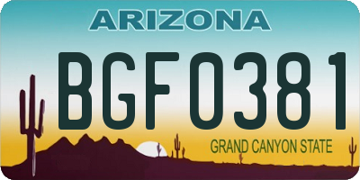 AZ license plate BGF0381