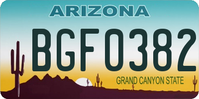 AZ license plate BGF0382