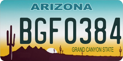 AZ license plate BGF0384