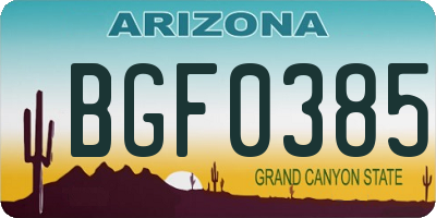 AZ license plate BGF0385