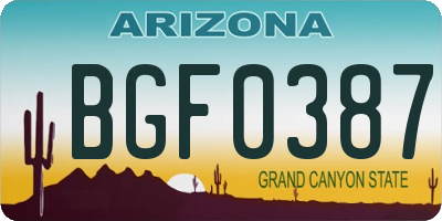 AZ license plate BGF0387