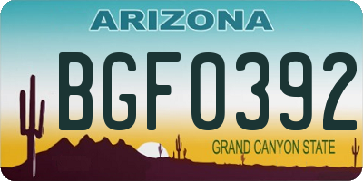 AZ license plate BGF0392