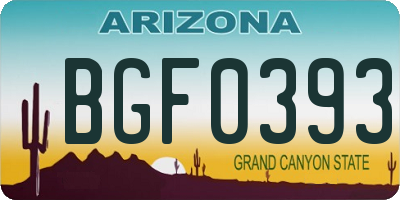 AZ license plate BGF0393