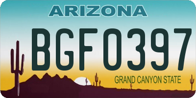 AZ license plate BGF0397