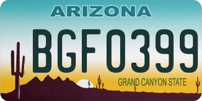 AZ license plate BGF0399