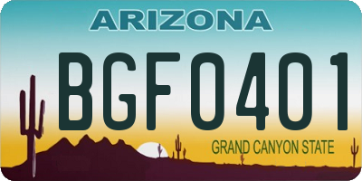 AZ license plate BGF0401