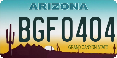 AZ license plate BGF0404