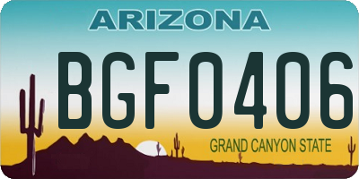 AZ license plate BGF0406