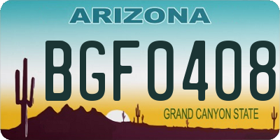 AZ license plate BGF0408