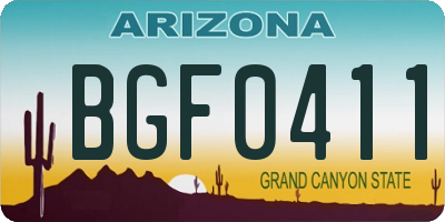 AZ license plate BGF0411