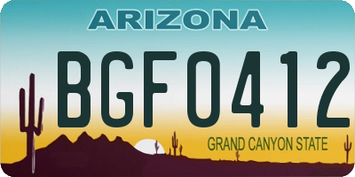 AZ license plate BGF0412