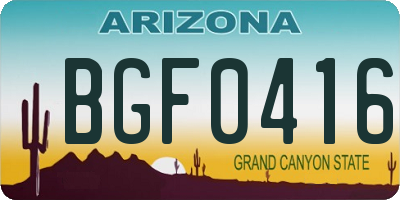 AZ license plate BGF0416