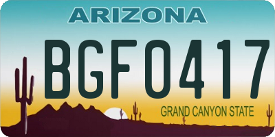 AZ license plate BGF0417
