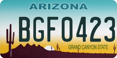 AZ license plate BGF0423