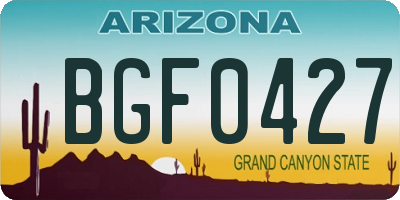 AZ license plate BGF0427