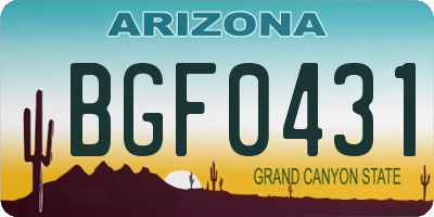 AZ license plate BGF0431