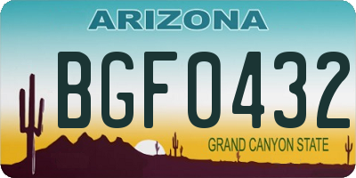 AZ license plate BGF0432