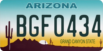 AZ license plate BGF0434