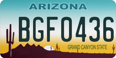 AZ license plate BGF0436