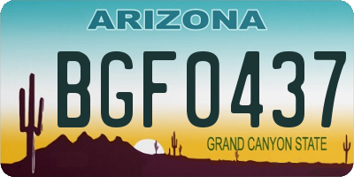 AZ license plate BGF0437