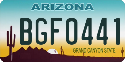 AZ license plate BGF0441