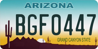 AZ license plate BGF0447