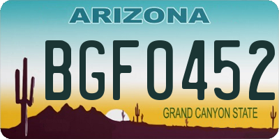 AZ license plate BGF0452