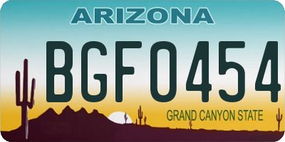 AZ license plate BGF0454