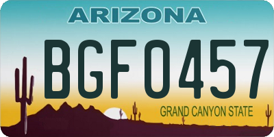 AZ license plate BGF0457